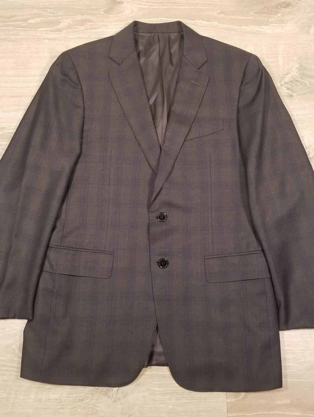 Canali Suit 2 Piece 50R EU (40R 34x30) Mens Gray Blue Rothmans Wool Plaid Check - Picture 3 of 16